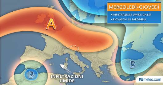 Situazione meteo in Italia in settimana