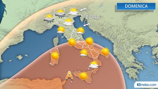 Situazione meteo per domenica 12 Agosto