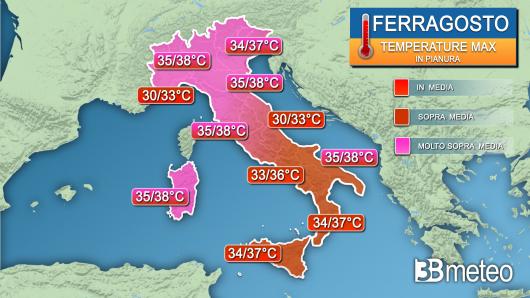Stima temperature Ferragosto