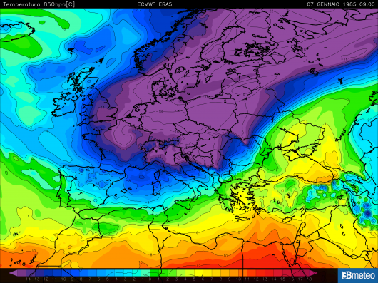 Temperatura a 1500m del 7 gennaio 1985