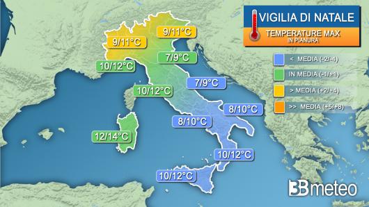 Temperatura massima Vigilia di Natale