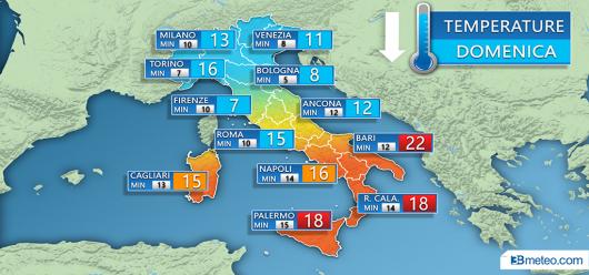 Temperature attese domenica