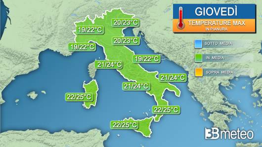 Temperature giovedì