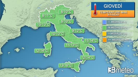 Temperature giovedì