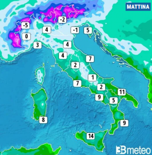 Temperature giovedì mattina