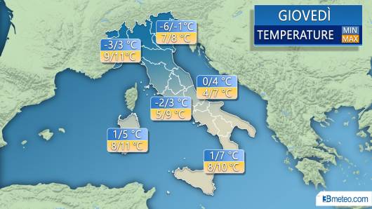 Temperature Italia Giovedì