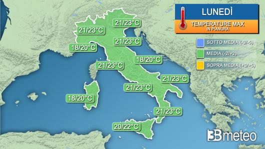 Temperature lunedì