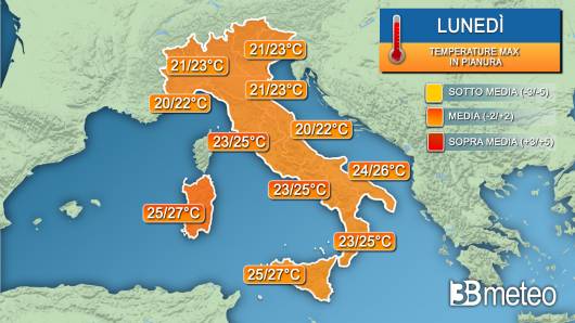 Temperature lunedì
