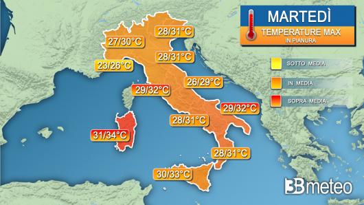 Temperature martedì 30 agosto