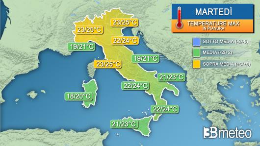 Temperature martedì