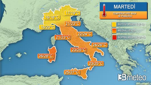 Temperature martedì