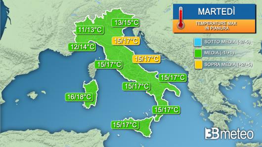 Temperature martedì