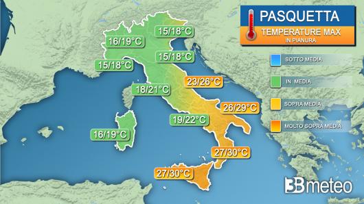 Temperature massime a Pasquetta