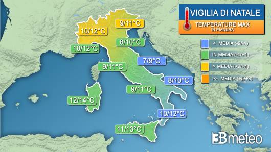 Temperature massime alla Vigilia