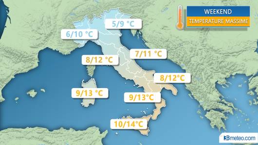 Temperature massime attese nel weekend