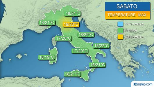 temperature massime attese sabato