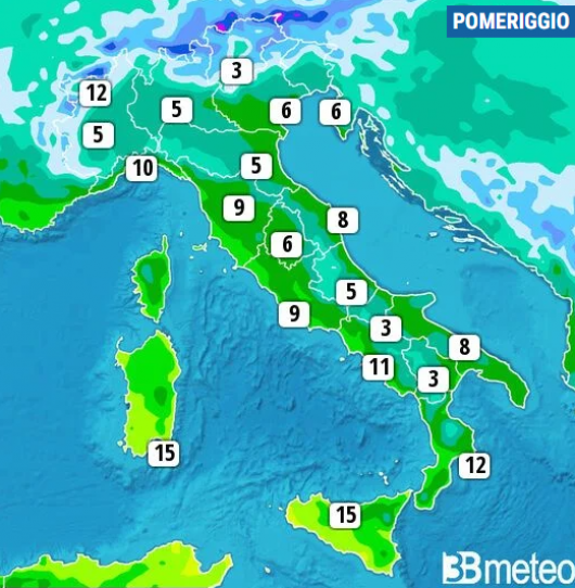 Temperature massime del 31 dicembre