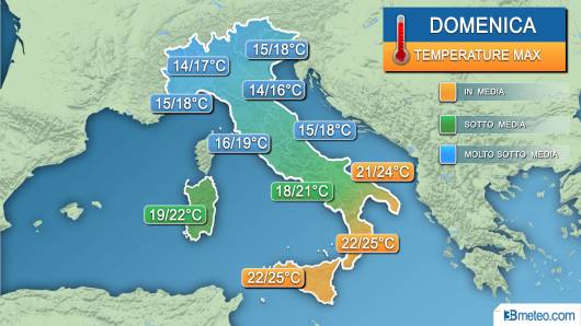 Temperature massime di domenica
