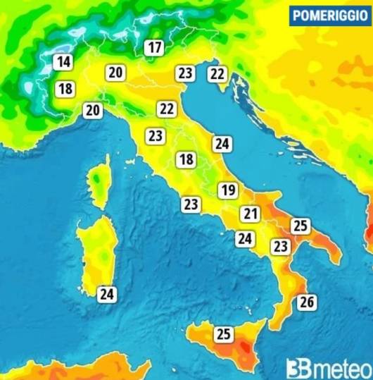 Temperature massime di domenica