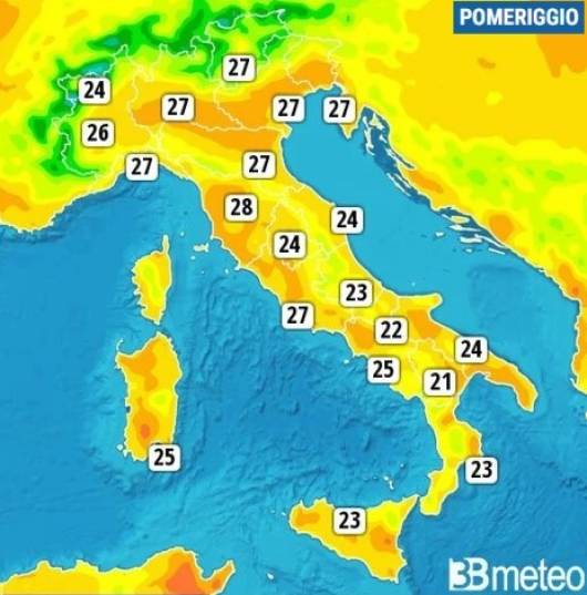 Temperature massime di domenica