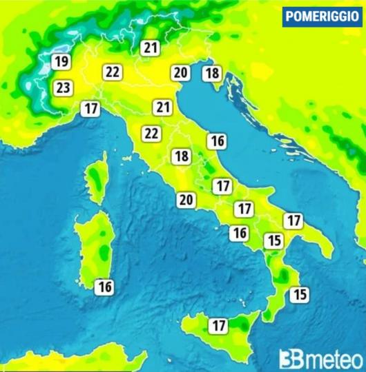 Temperature massime di giovedì