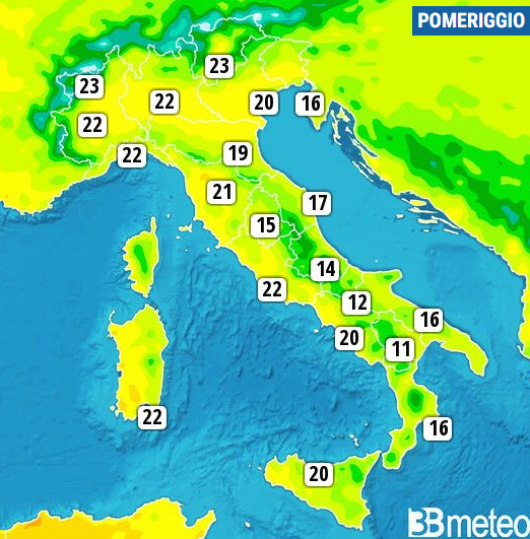 Temperature massime di giovedì