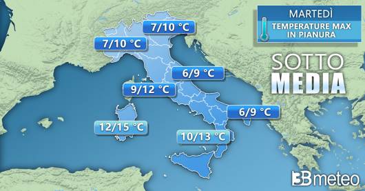 Temperature massime di martedì