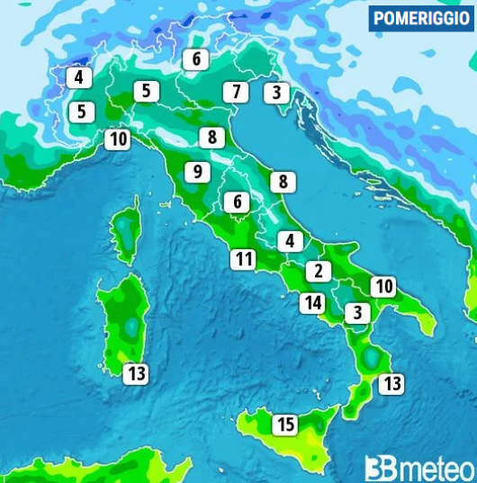 Temperature massime di martedì