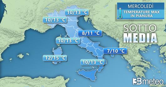 Temperature massime di mercoledì