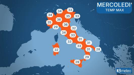 Temperature massime di mercoledì