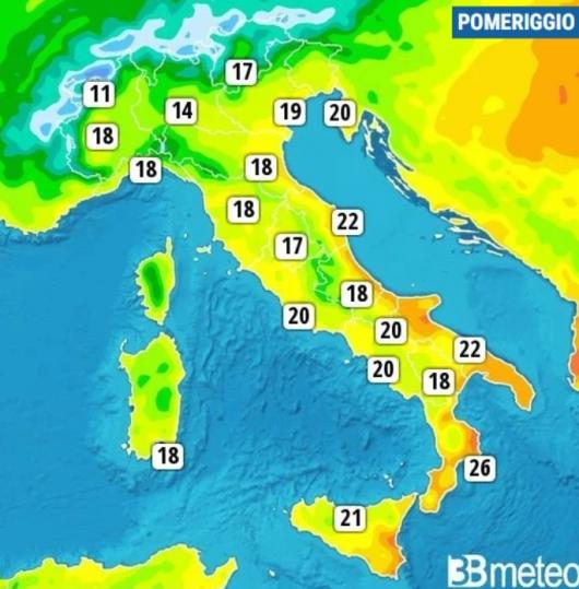 Temperature massime di sabato