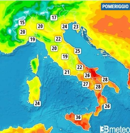 Temperature massime di sabato