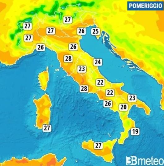 Temperature massime di sabato