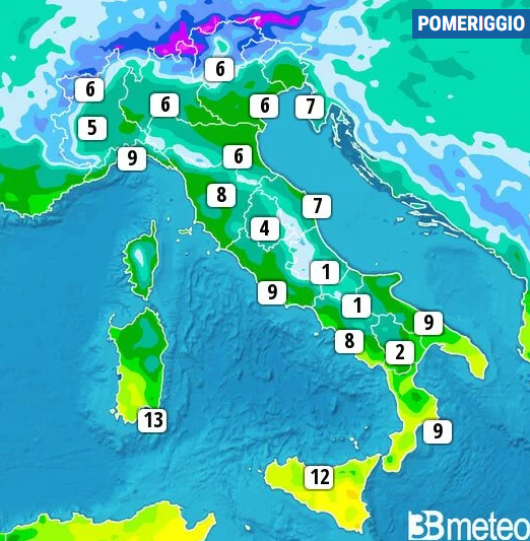 Temperature massime di sabato