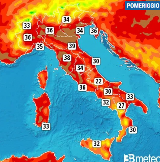 Temperature massime di sabato