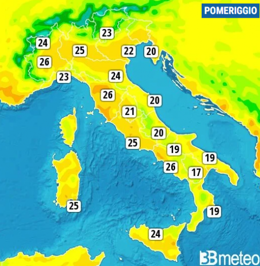 Temperature massime di sabato