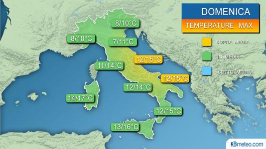 Temperature massime domenica