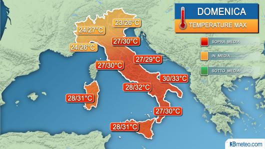 Temperature massime domenica