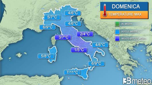 Temperature massime domenica