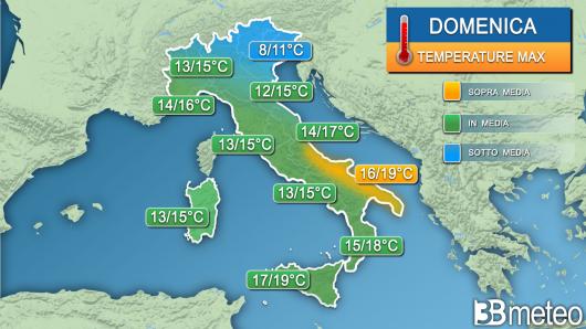 Temperature massime domenica