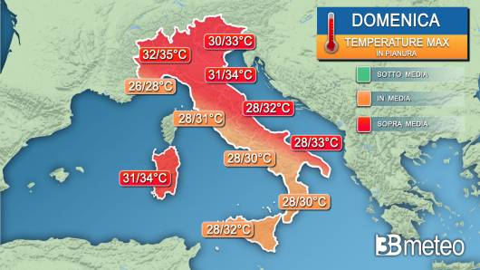 Temperature massime domenica