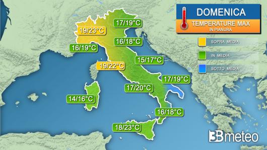 Temperature massime domenica