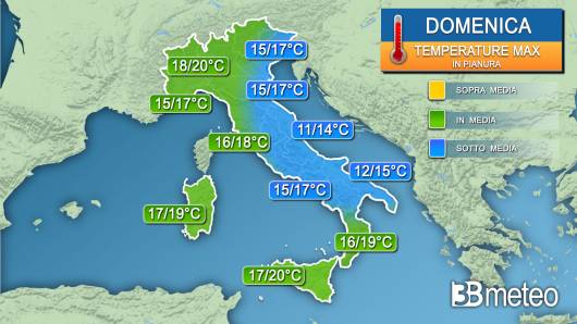 Temperature massime domenica