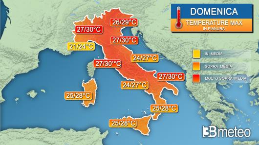 Temperature massime domenica