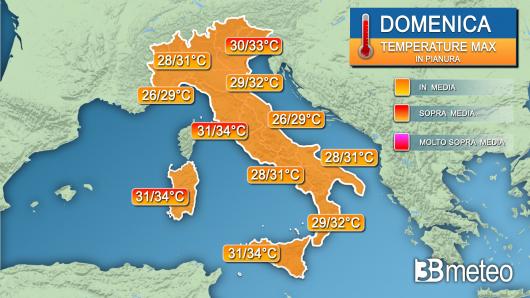 Temperature massime domenica