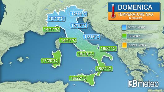 Temperature massime domenica