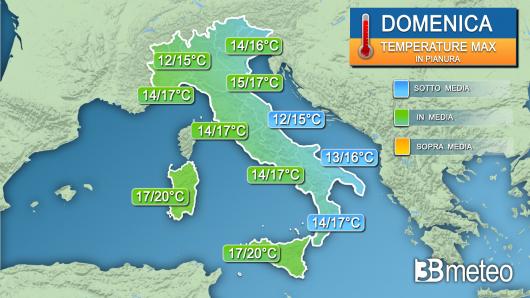 Temperature massime domenica