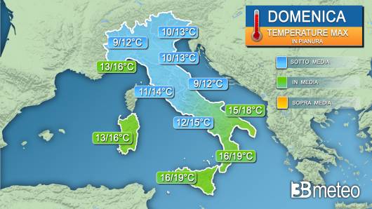 Temperature massime domenica