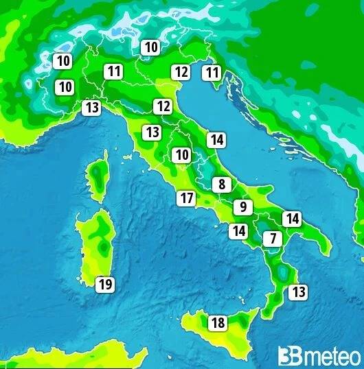 Temperature massime domenica