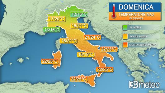 Temperature massime domenica